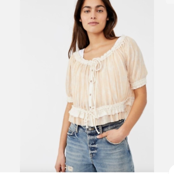 FREE PEOPLE PERFECT DAY NEUTRAL COMBO BOHO TOP - Picture 1 of 16